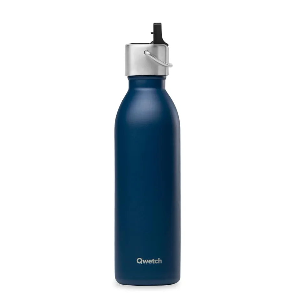 qwetch-bouteille-isotherme-active-bleu-marine-600-ml-gourde-inox-recycl-avec-bou image 1