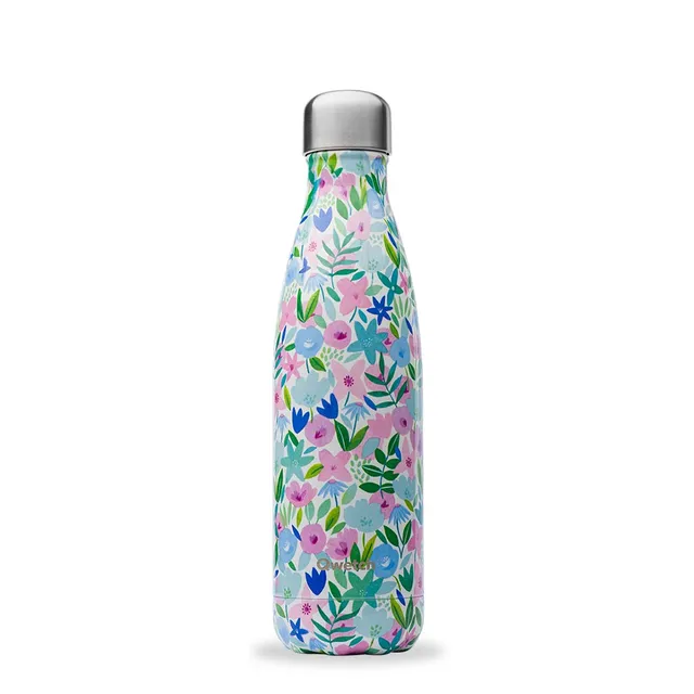 qwetch-originals-flora-bleu-bouteille-isotherme-inox-500-ml-24h-froid-12h-chaud- image 1