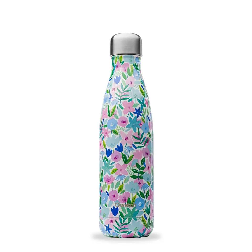 qwetch-originals-flora-bleu-bouteille-isotherme-inox-500-ml-24h-froid-12h-chaud- image 1