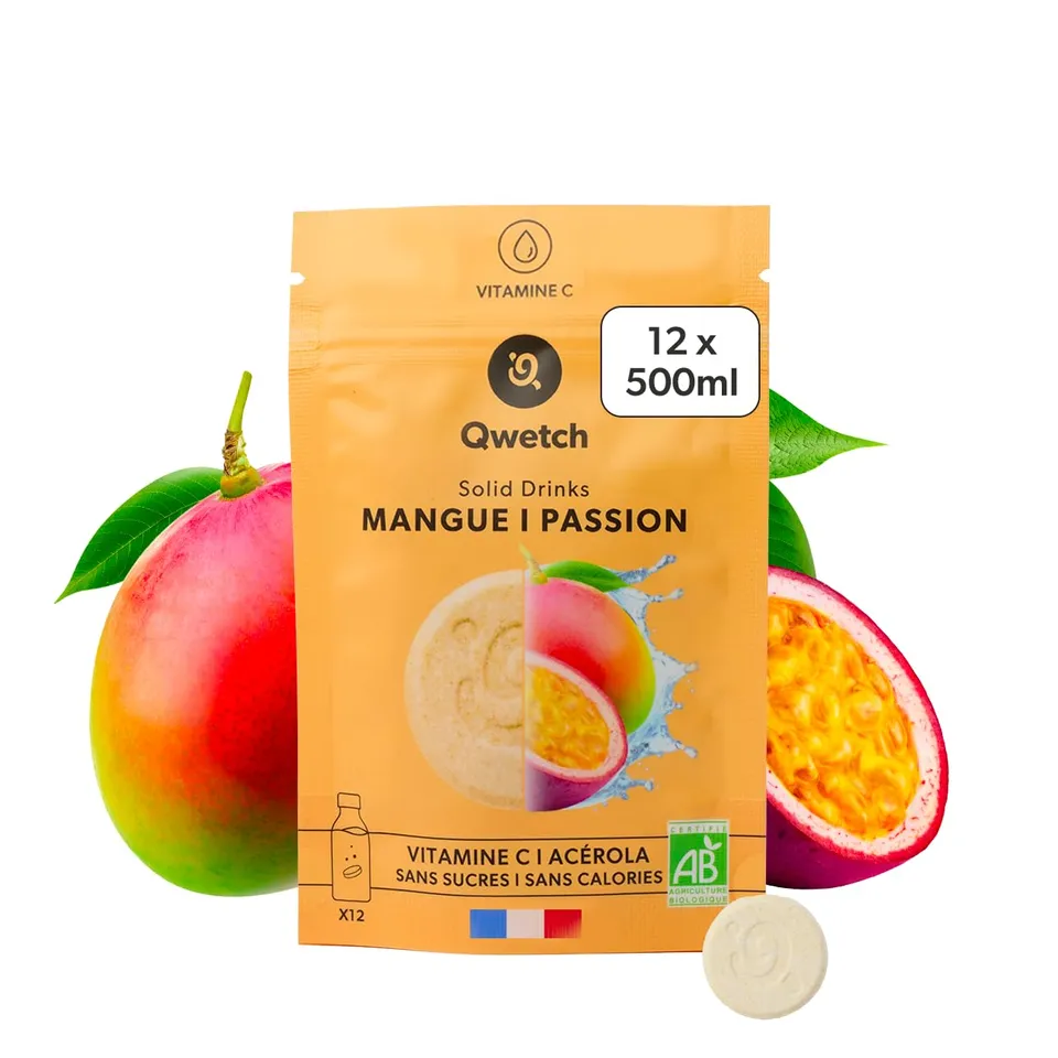 qwetch-solid-drinks-bio-mangue-passion-12-pastilles-d-hydratation-sans-sucre-dis image 1