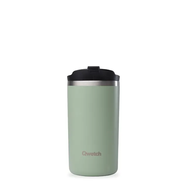 qwetch-travel-mug-isotherme-350-ml-vert-tilleul-mug-de-voyage-inox-304-double-pa image 1