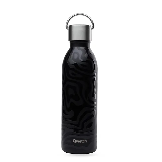 qwetch-active-camouflage-noir-bouteille-isotherme-inox-recycl-600-ml-avec-anse-2 image 1