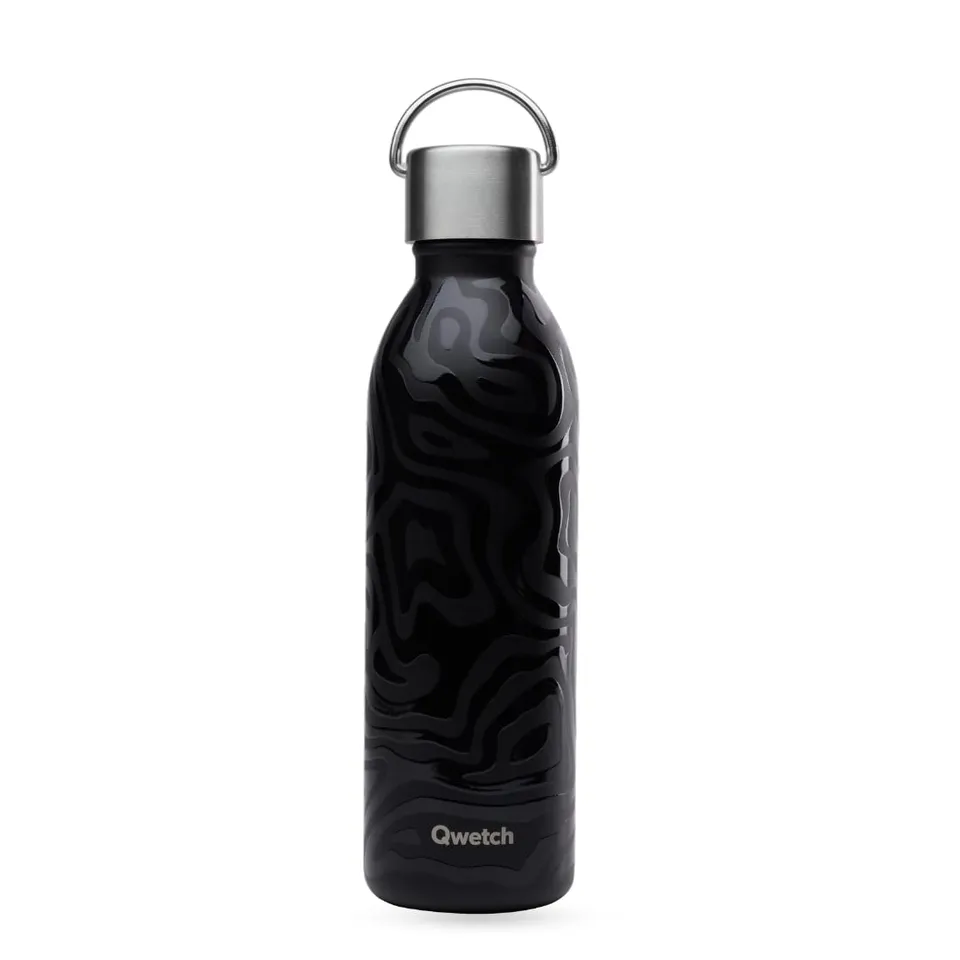 qwetch-active-camouflage-noir-bouteille-isotherme-inox-recycl-600-ml-avec-anse-2 image 1