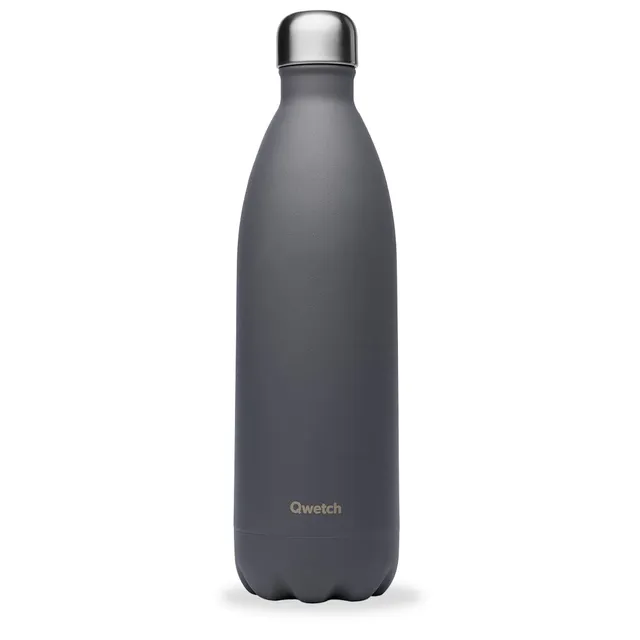 qwetch-bouteille-isotherme-granite-gris-1l-gourde-nomade-inox-24h-froid-12h-chau image 1