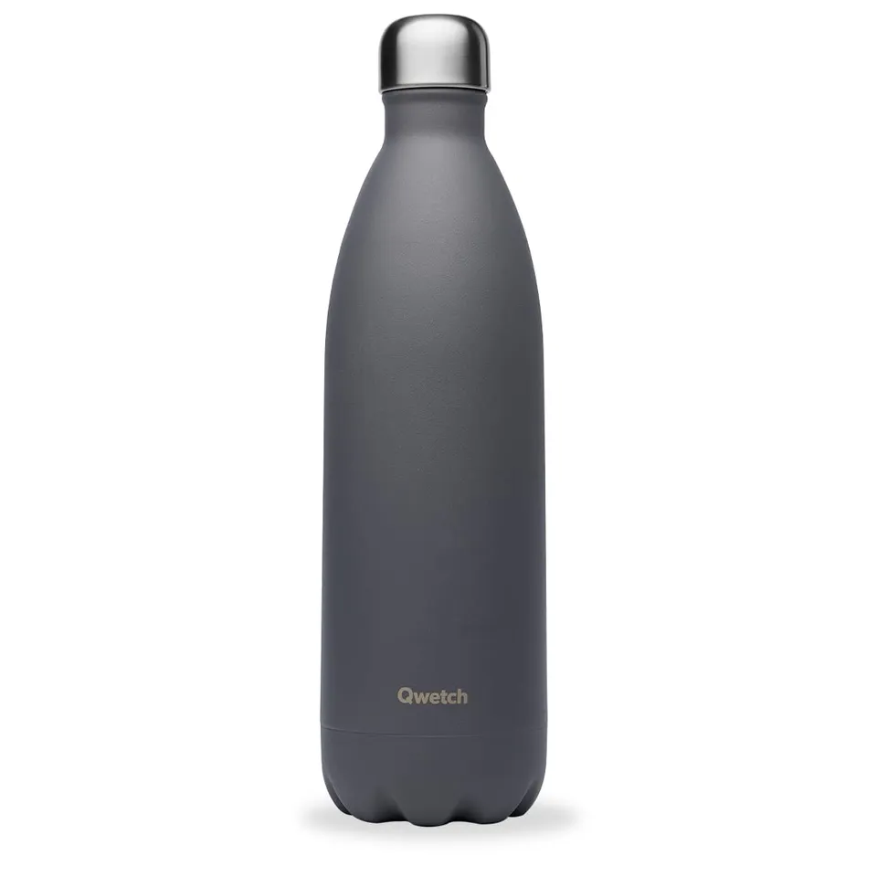qwetch-bouteille-isotherme-granite-gris-1l-gourde-nomade-inox-24h-froid-12h-chau image 1