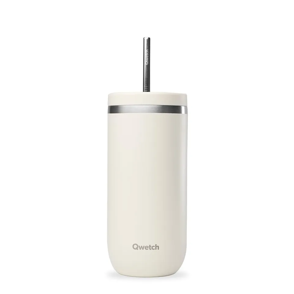 qwetch-cold-cup-600-ml-sable-tasse-isotherme-inox-recycl-avec-paille-24-h-glac-1 image 1