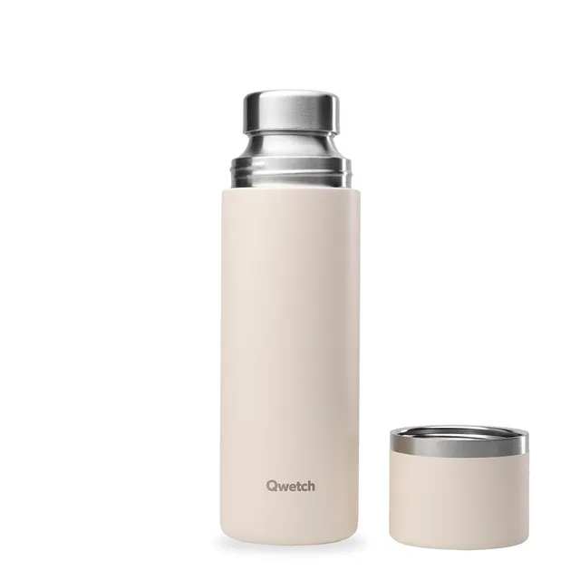 qwetch-thermo-isotherme-750-ml-sable-bouteille-thermos-inox-recycl-avec-gobelet- image 1