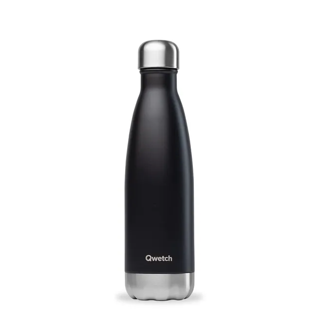 qwetch-bouteille-isotherme-noir-500-ml-gourde-nomade-inox-tanche-24h-froid-12h-c image 1