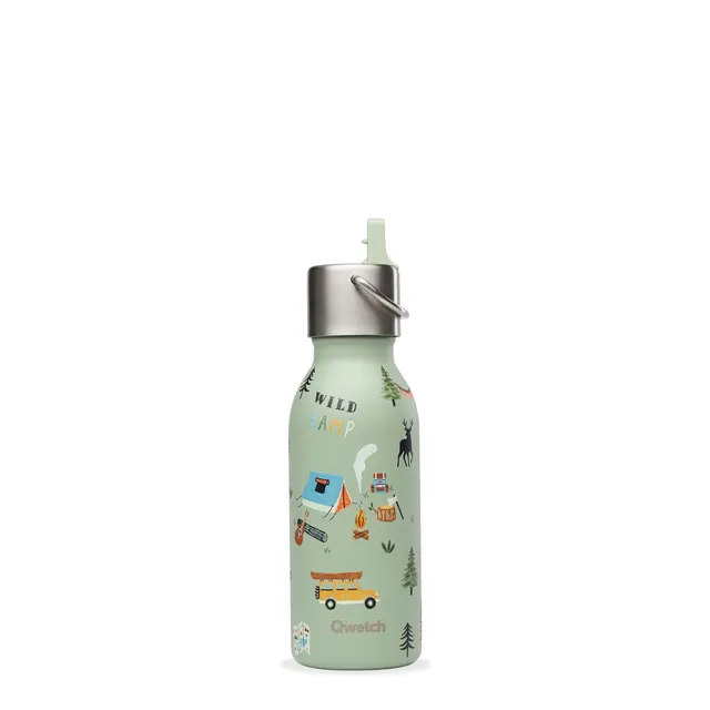 qwetch-kids-yosemite-350-ml-gourde-isotherme-enfant-inox-vert-tilleul-bouchon-pi image 1