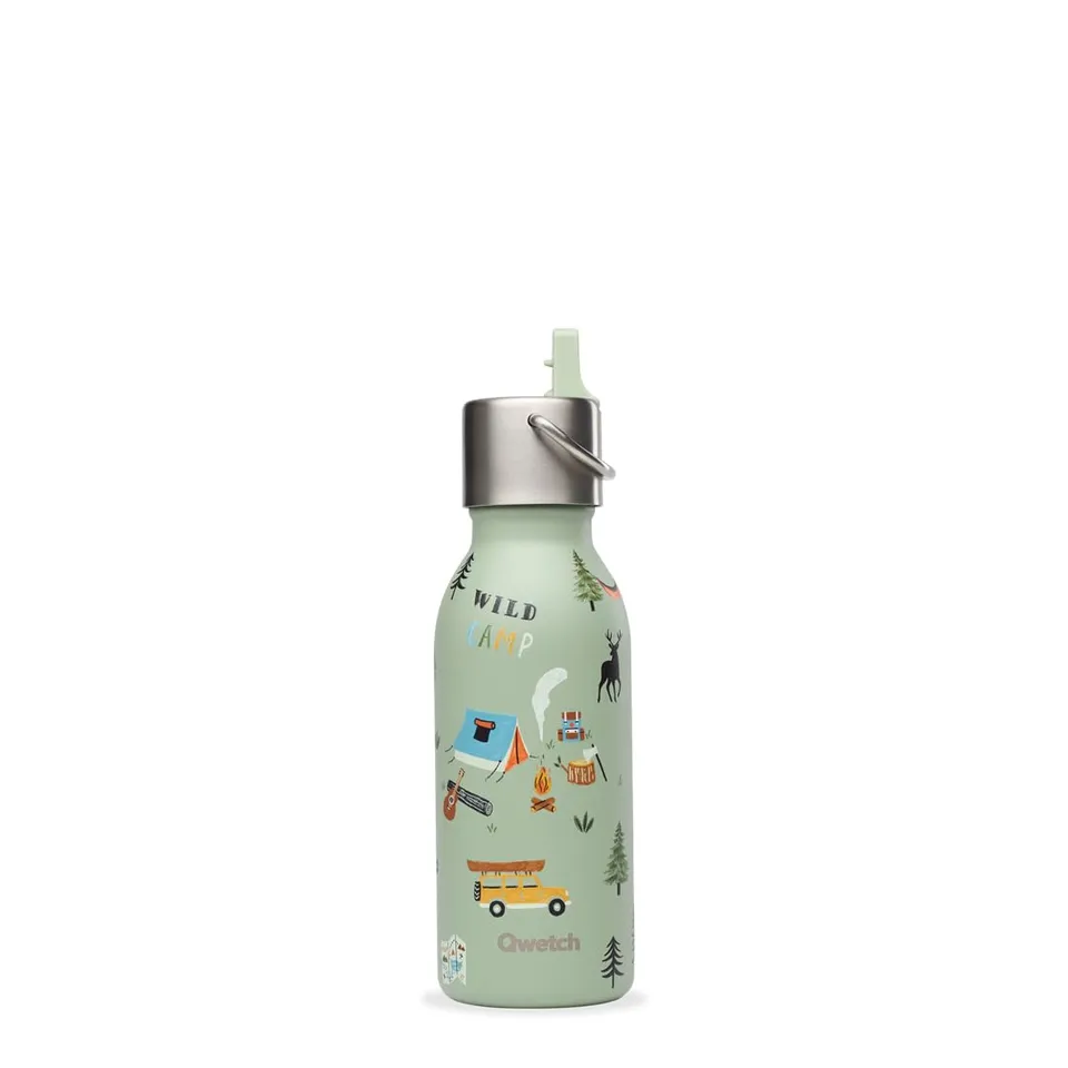 qwetch-kids-yosemite-350-ml-gourde-isotherme-enfant-inox-vert-tilleul-bouchon-pi image 1