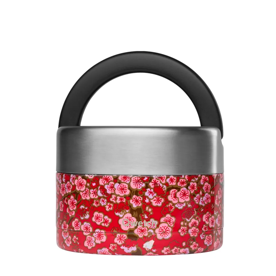 qwetch-lunch-box-isotherme-flowers-rouge-650-ml-bo-te-alimentaire-inox-304-avec- image 1