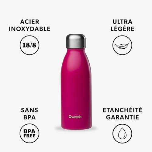 qwetch-bouteille-one-ultra-l-g-re-magenta-500ml-gourde-inox-simple-paroi-non-iso image 8