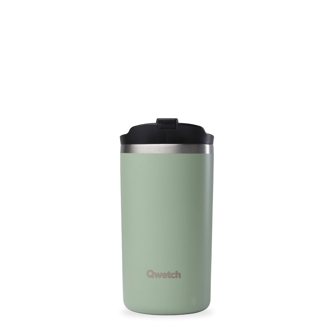 qwetch-travel-mug-isotherme-350-ml-vert-tilleul-mug-de-voyage-inox-304-double-pa image 1