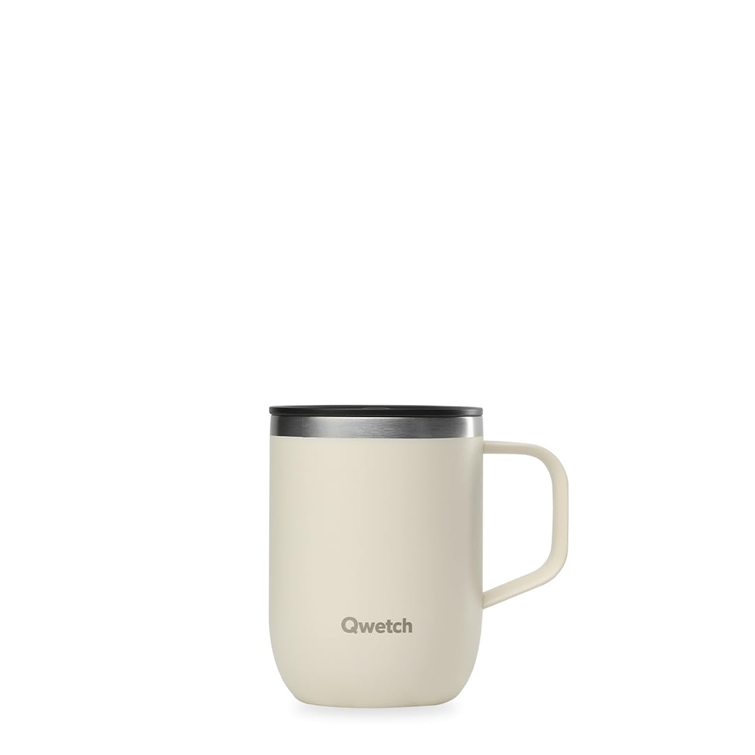 qwetch-mug-isotherme-inox-recycl-avec-anse-sable-350-ml-tasse-caf-th-6h-chaud-12 image 1