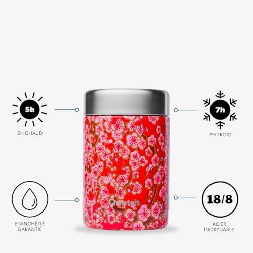 qwetch-bo-te-repas-nomade-isotherme-flowers-rouge-340-ml-acier-inox-double-paroi image 7