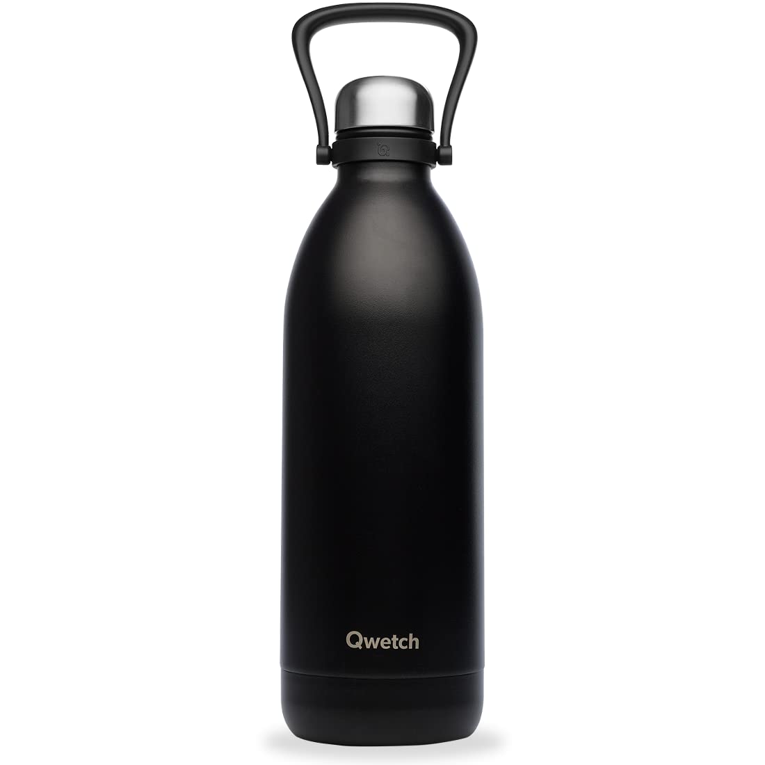 qwetch-grande-bouteille-isotherme-noir-2l-thermos-inox-48h-froid-16h-chaud-avec- image 1