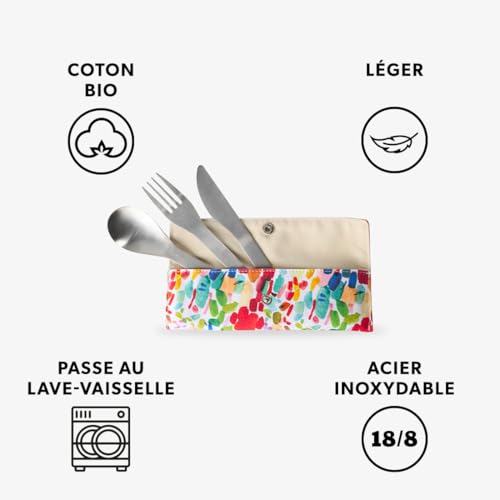 qwetch-set-3-couverts-inox-pochette-arty-coton-bio-ensemble-couverts-nomades-lav image 8