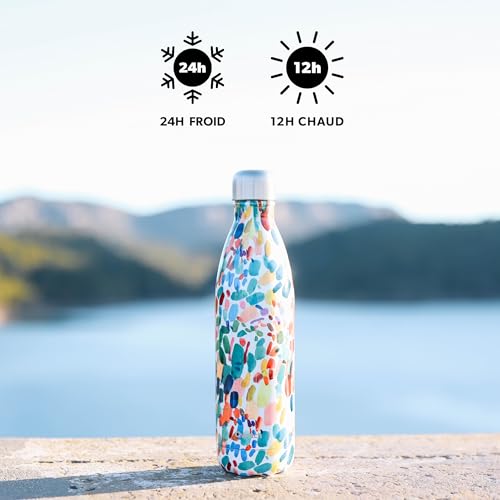 qwetch-bouteille-isotherme-flowers-rouge-750-ml-gourde-nomade-inox-24h-froid-12h image 8