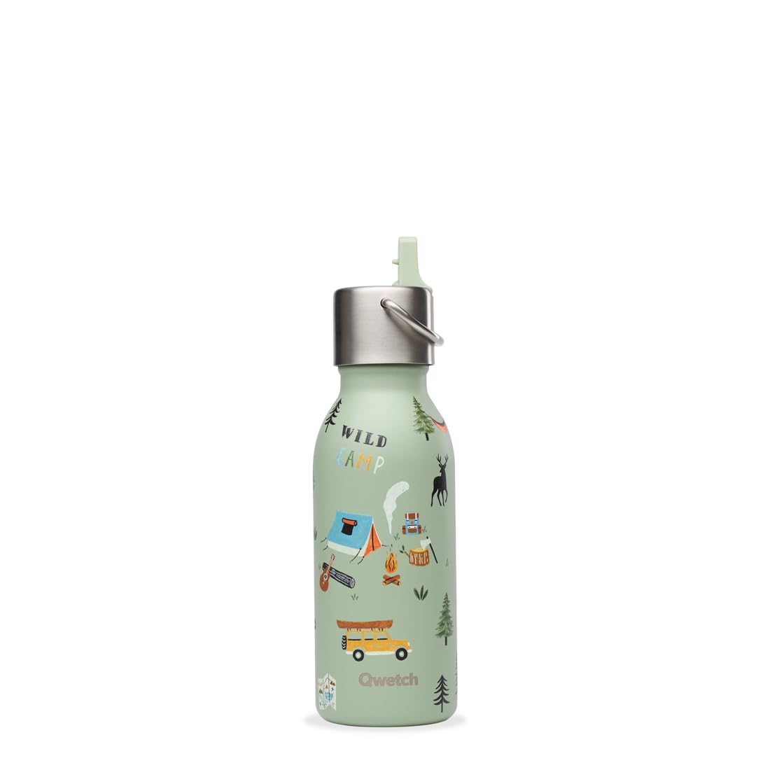 qwetch-kids-yosemite-350-ml-gourde-isotherme-enfant-inox-vert-tilleul-bouchon-pi image 1