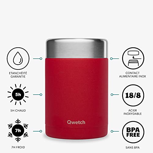 qwetch-bo-te-repas-nomade-isotherme-granite-rouge-600-ml-lunch-box-inox-5h-chaud image 5