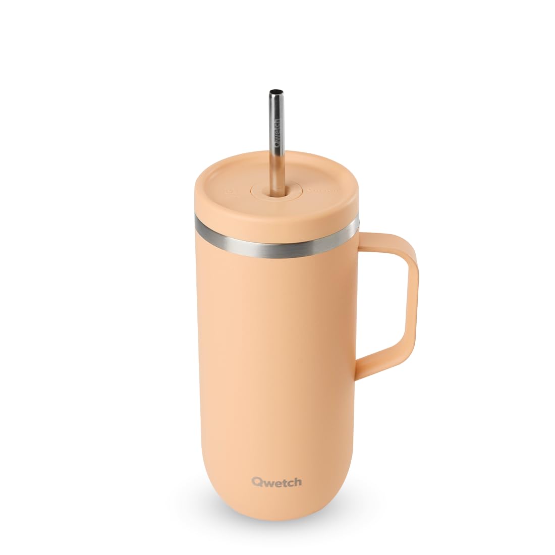 qwetch-cold-cup-600-ml-abricot-avec-poign-e-et-paille-tasse-isotherme-inox-304-r image 2
