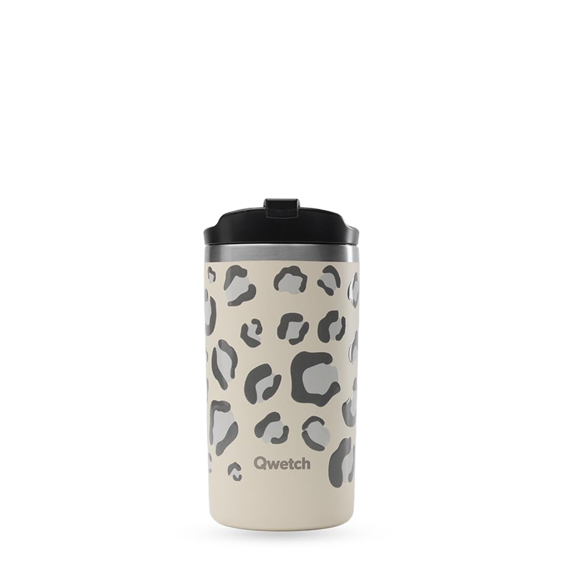 qwetch-travel-mug-isotherme-leopard-sable-350-ml-mug-de-voyage-inox-caf-th-6h-ch image 1