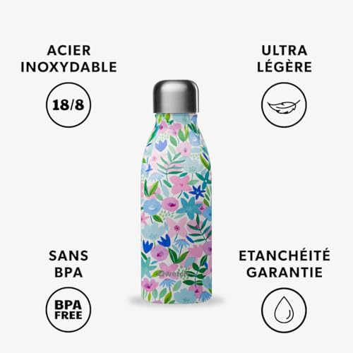 qwetch-bouteille-one-ultra-l-g-re-flora-bleu-500ml-gourde-inox-simple-paroi-non- image 8