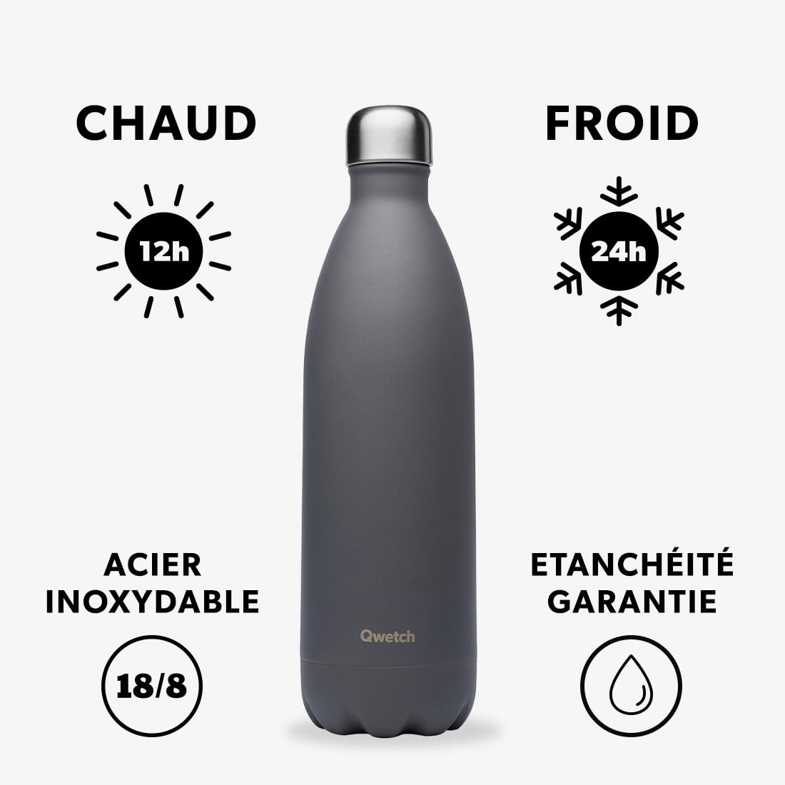 qwetch-bouteille-isotherme-granite-gris-1l-gourde-nomade-inox-24h-froid-12h-chau image 2