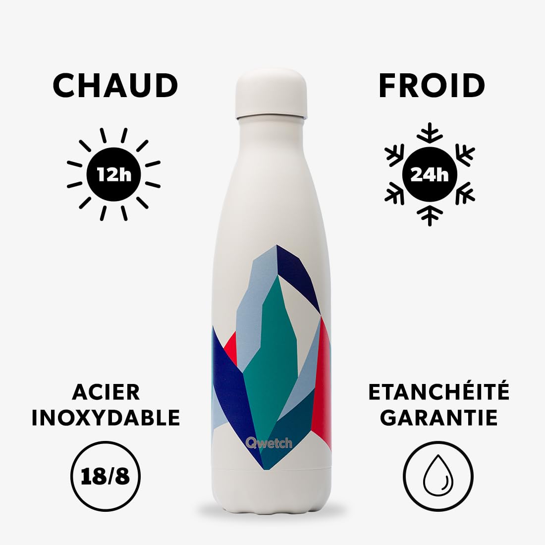 qwetch-bouteille-isotherme-originals-altitude-blanc-500-ml-gourde-inox-24h-froid image 2