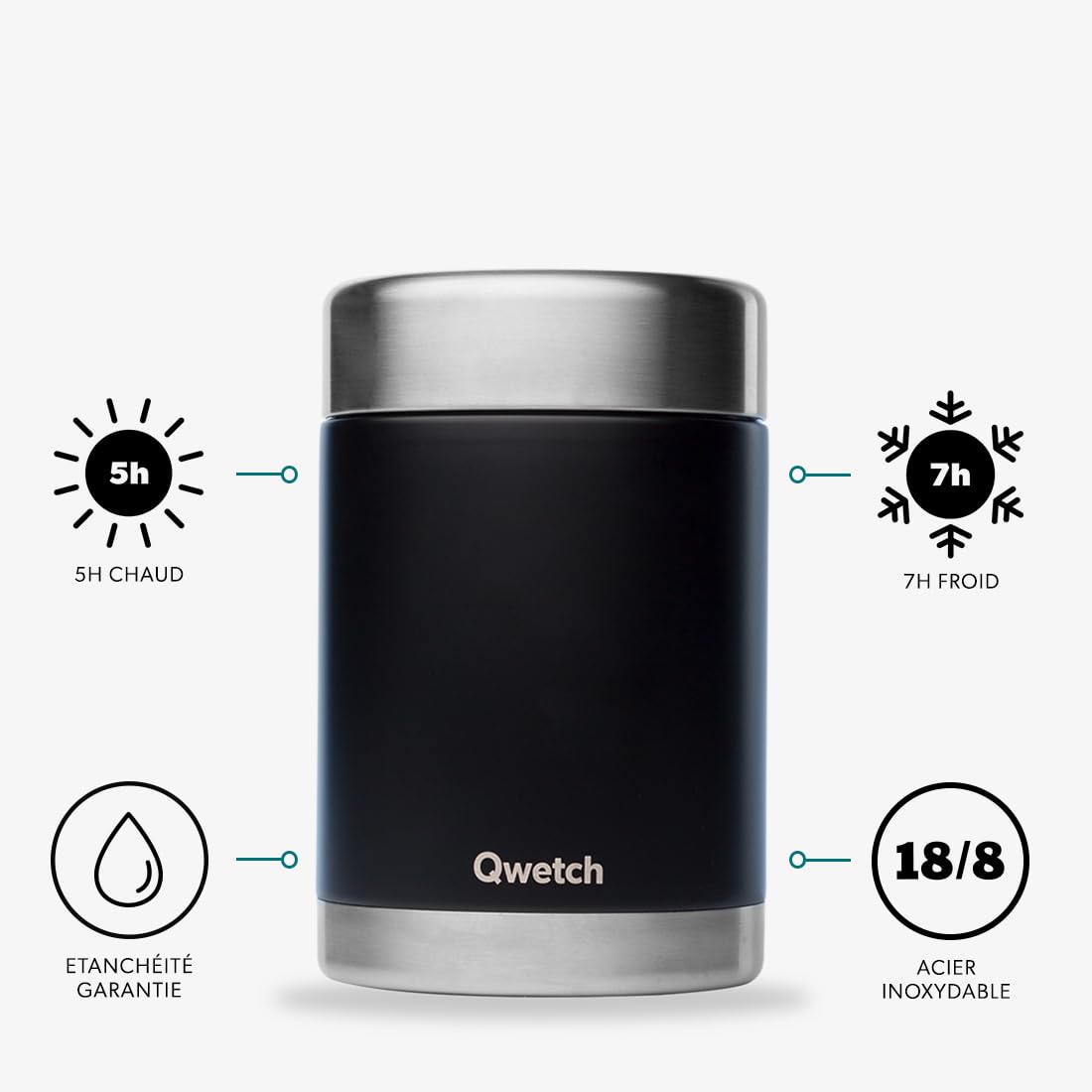qwetch-bo-te-repas-nomade-isotherme-granite-600-ml-noir-lunch-box-inox-tanche-5h image 2