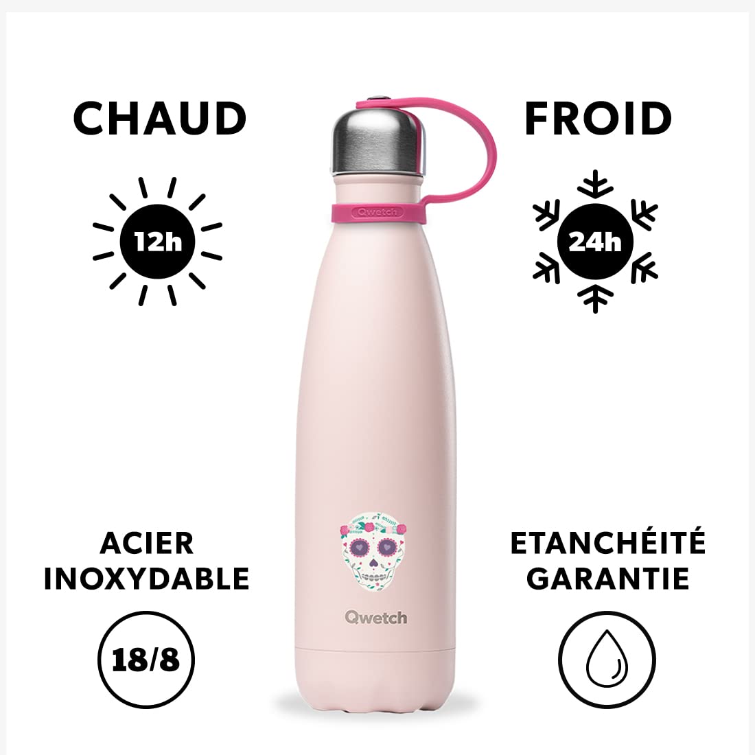 qwetch-bouteille-isotherme-kids-rose-500ml-gourde-inox-tanche-sans-bpa-pour-enfa image 2