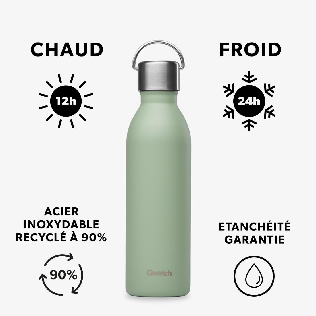 qwetch-bouteille-isotherme-active-600-ml-vert-tilleul-gourde-inox-recycl-avec-an image 2