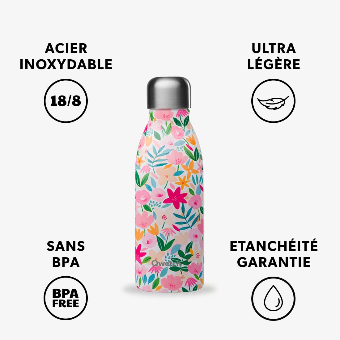 qwetch-one-flora-rose-gourde-simple-paroi-inox-ultra-l-g-re-tanche-et-sans-bpa-n image 2