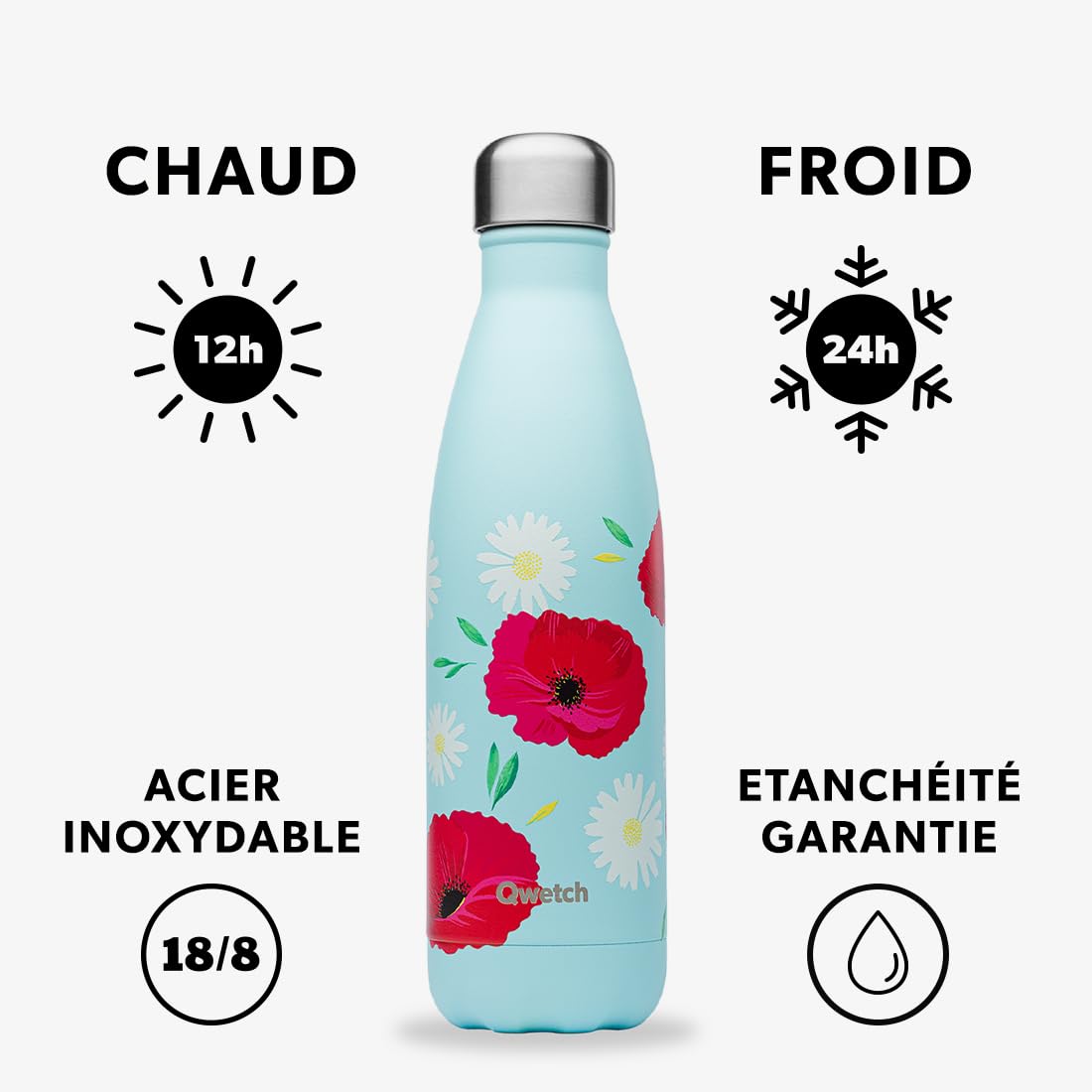 qwetch-bouteille-isotherme-coquelicot-500-ml-gourde-inox-nomade-24h-froid-12h-ch image 2