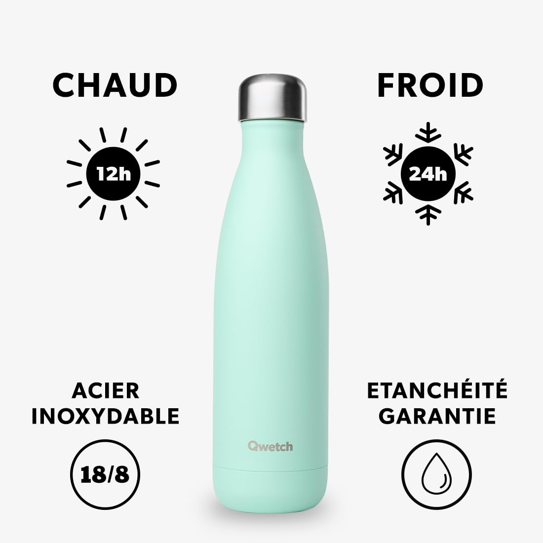 qwetch-bouteille-isotherme-pastel-vert-500-ml-gourde-inox-nomade-24h-froid-12h-c image 2