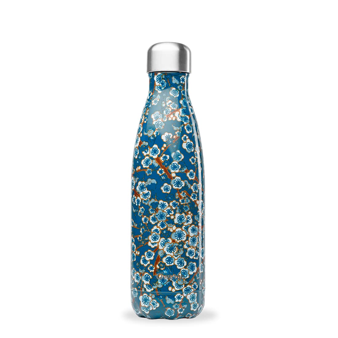 qwetch-bouteille-isotherme-originals-flowers-bleu-500-ml-gourde-inox-304-24h-fro image 1