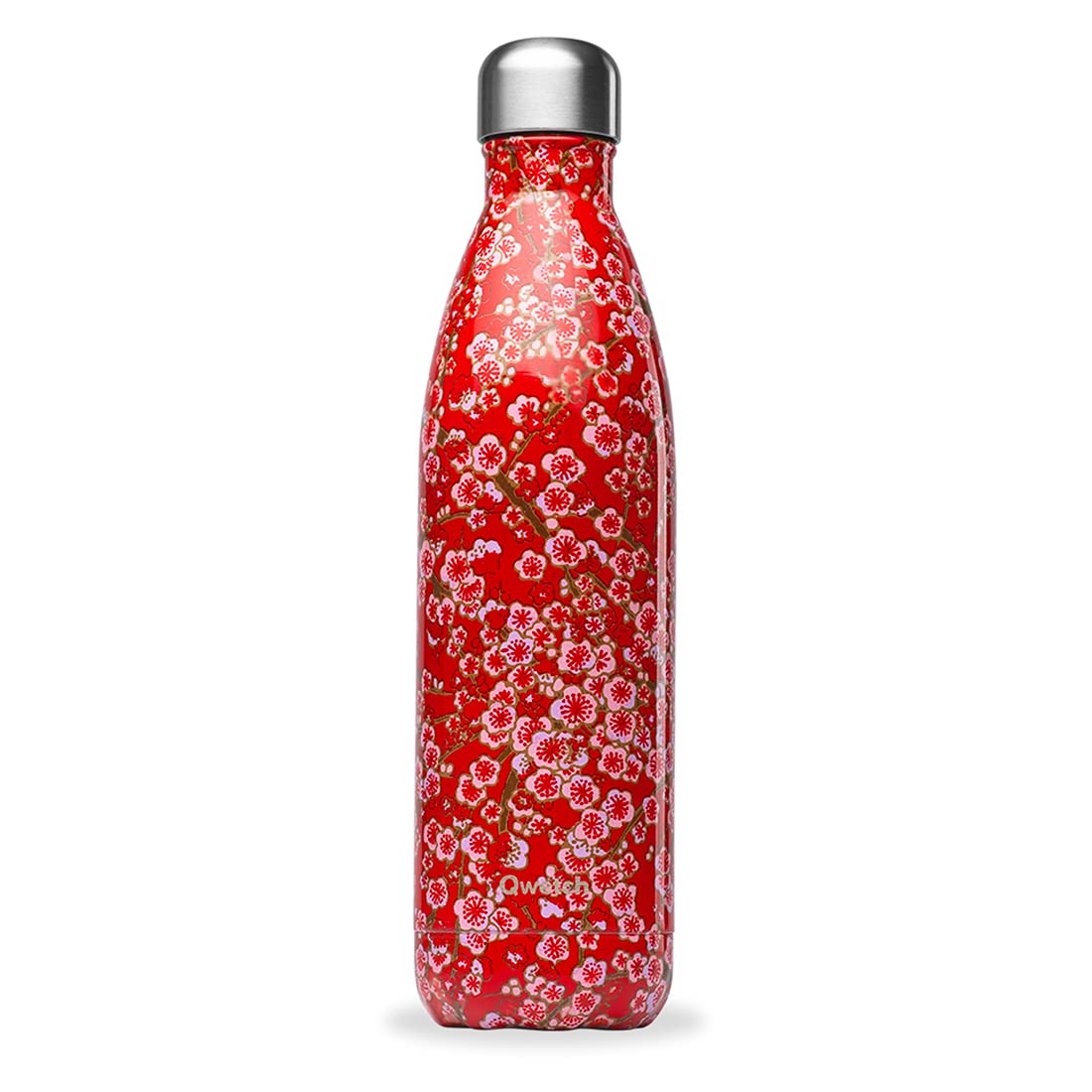 qwetch-bouteille-isotherme-flowers-rouge-750-ml-gourde-nomade-inox-24h-froid-12h image 1