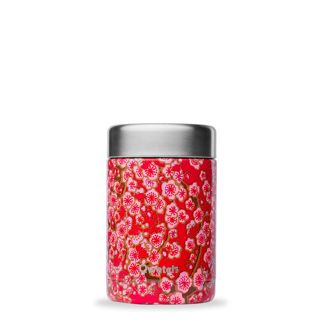 qwetch-bo-te-repas-nomade-isotherme-flowers-rouge-340-ml-acier-inox-double-paroi image 1