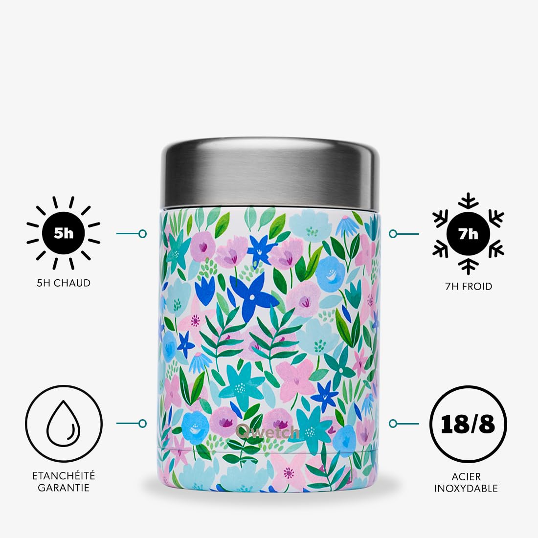qwetch-bo-te-repas-isotherme-flora-bleu-600-ml-lunchbox-inox-304-5h-chaud-7h-fro image 2