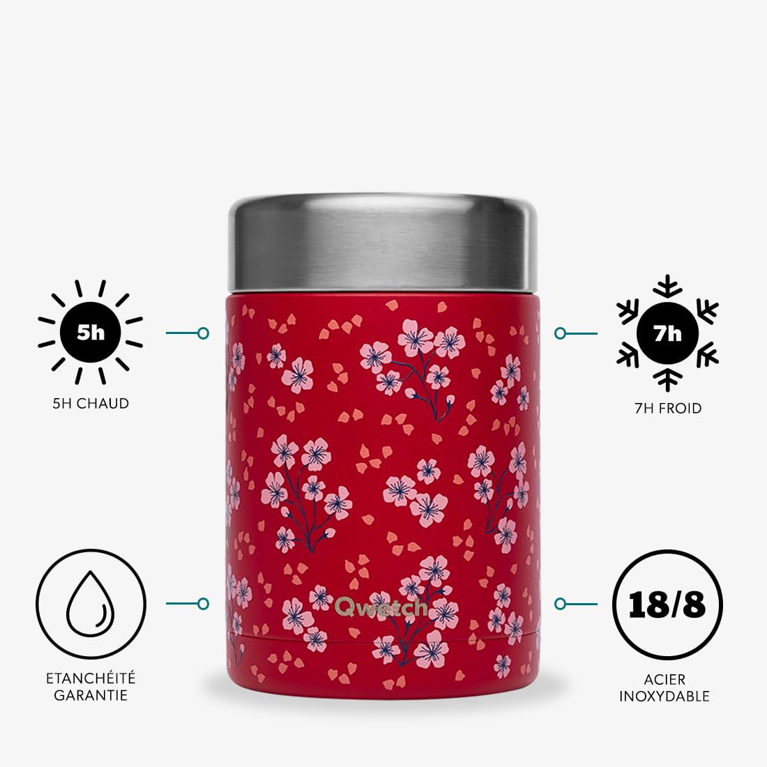 qwetch-bo-te-repas-nomade-isotherme-hanami-rouge-600-ml-bo-te-alimentaire-inox-5 image 2