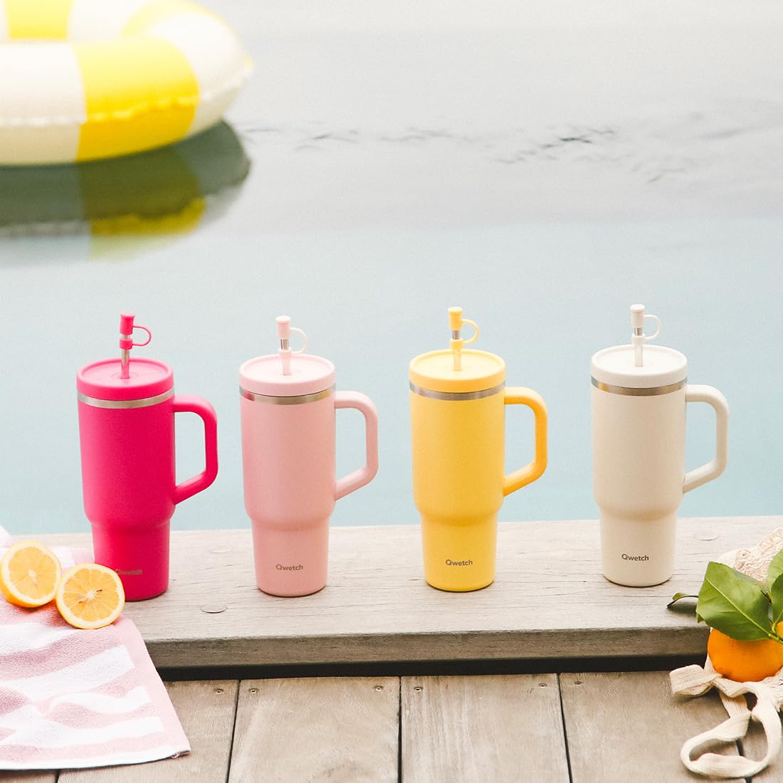 qwetch-travel-cup-900-ml-avec-paille-et-anse-rose-pastel-mug-isotherme-inox-recy image 7
