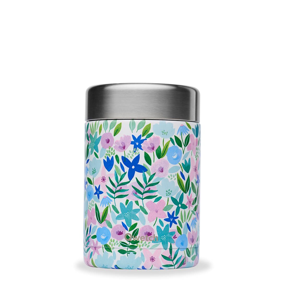 qwetch-bo-te-repas-isotherme-flora-bleu-600-ml-lunchbox-inox-304-5h-chaud-7h-fro image 1