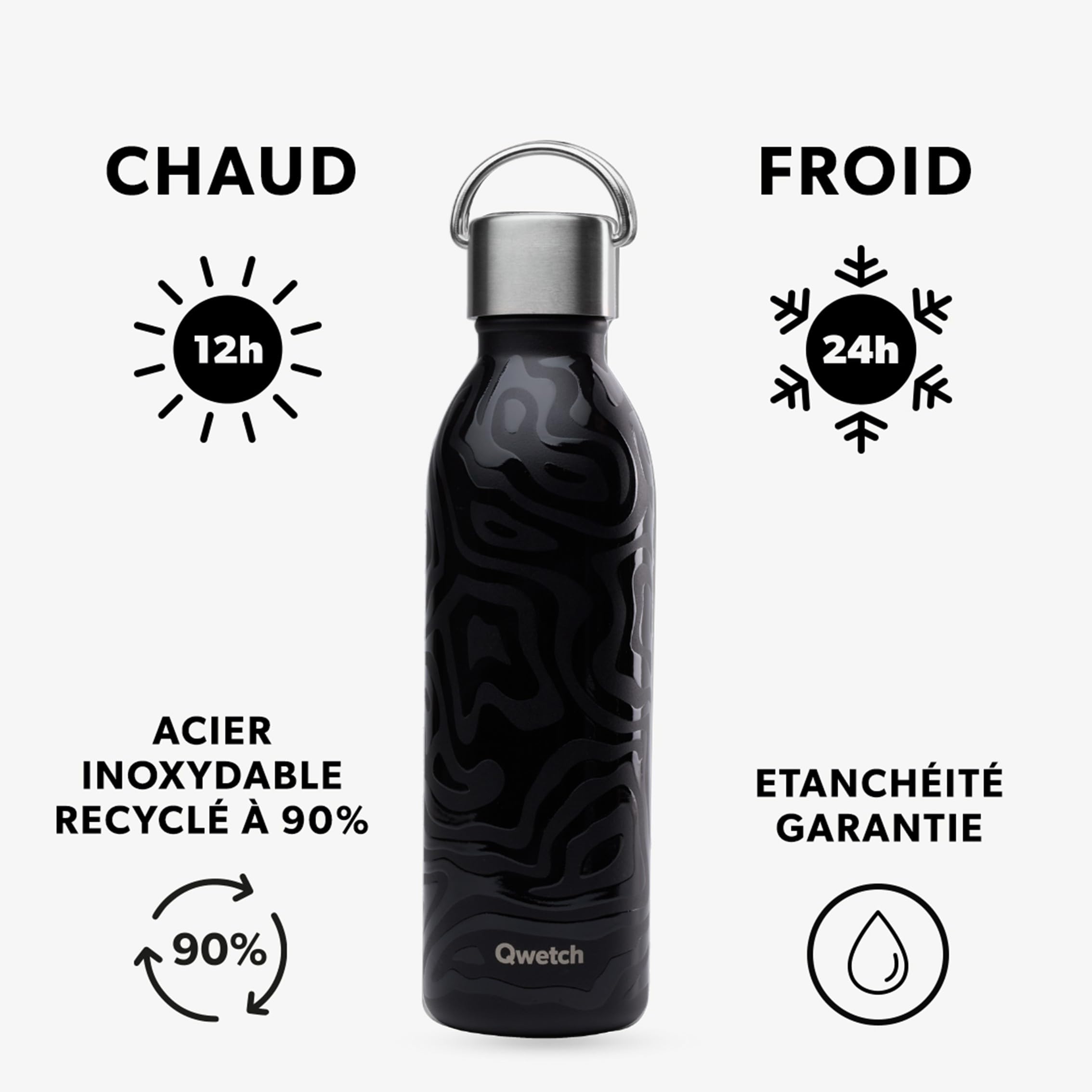qwetch-active-camouflage-noir-bouteille-isotherme-inox-recycl-600-ml-avec-anse-2 image 2