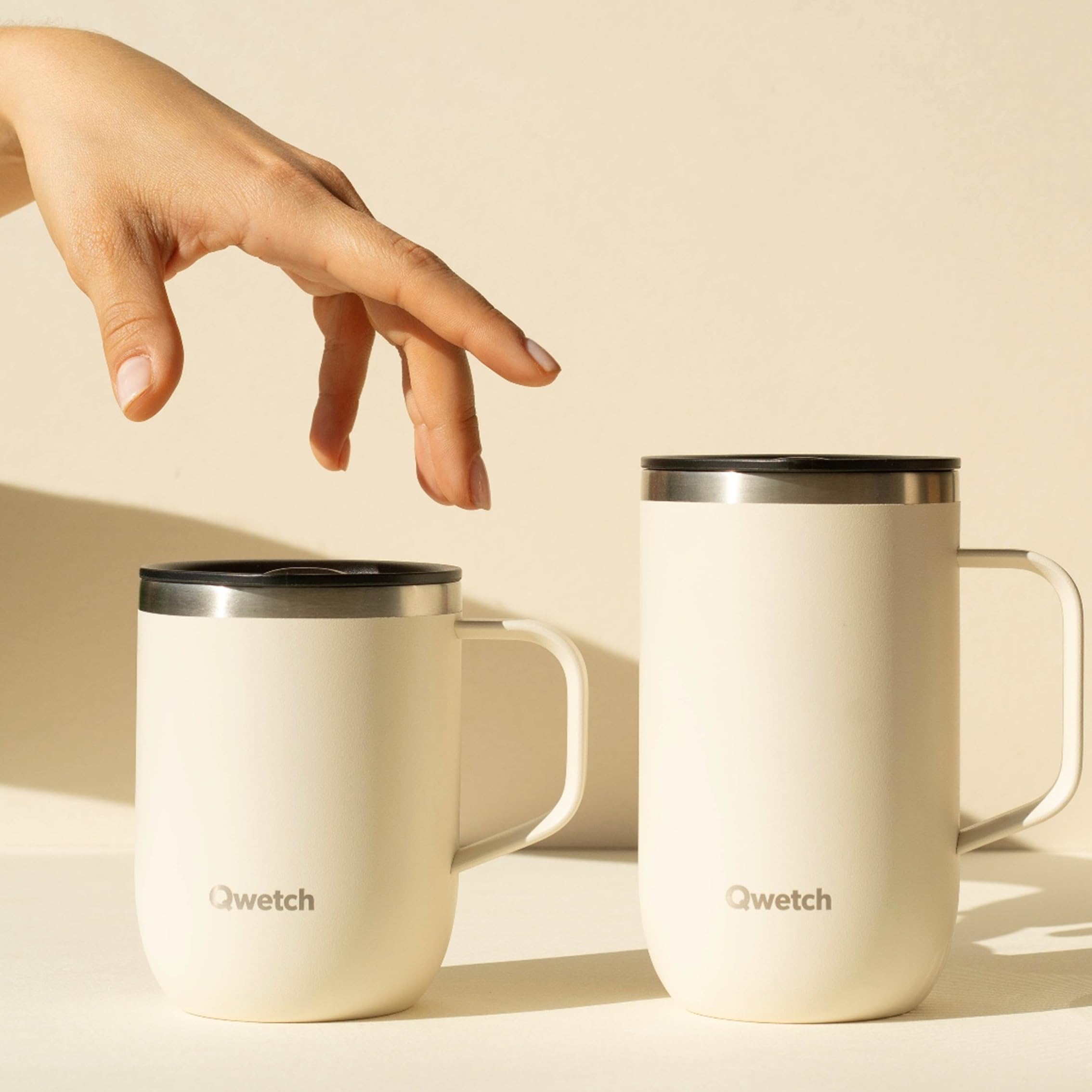 qwetch-mug-isotherme-inox-recycl-avec-anse-sable-350-ml-tasse-caf-th-6h-chaud-12 image 7