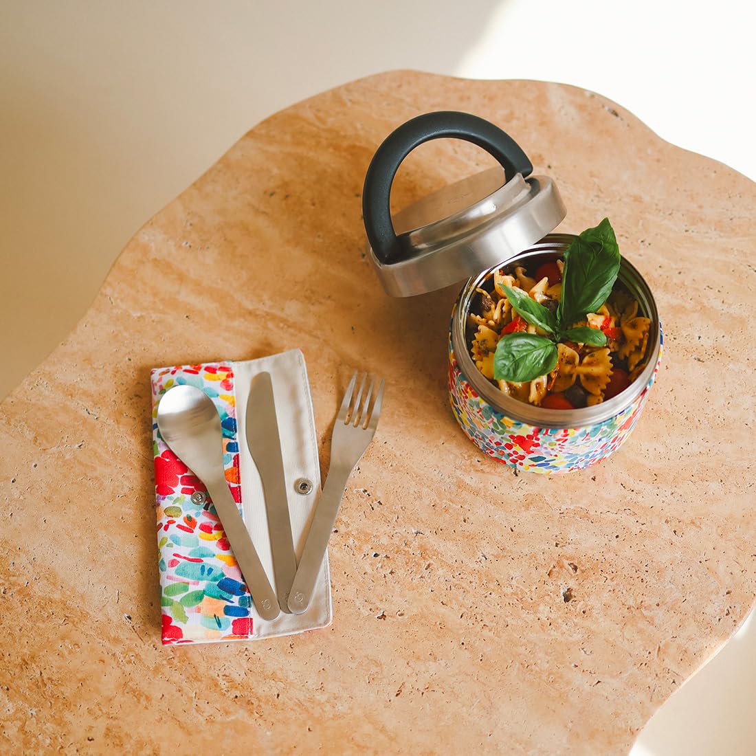qwetch-set-3-couverts-inox-pochette-arty-coton-bio-ensemble-couverts-nomades-lav image 5