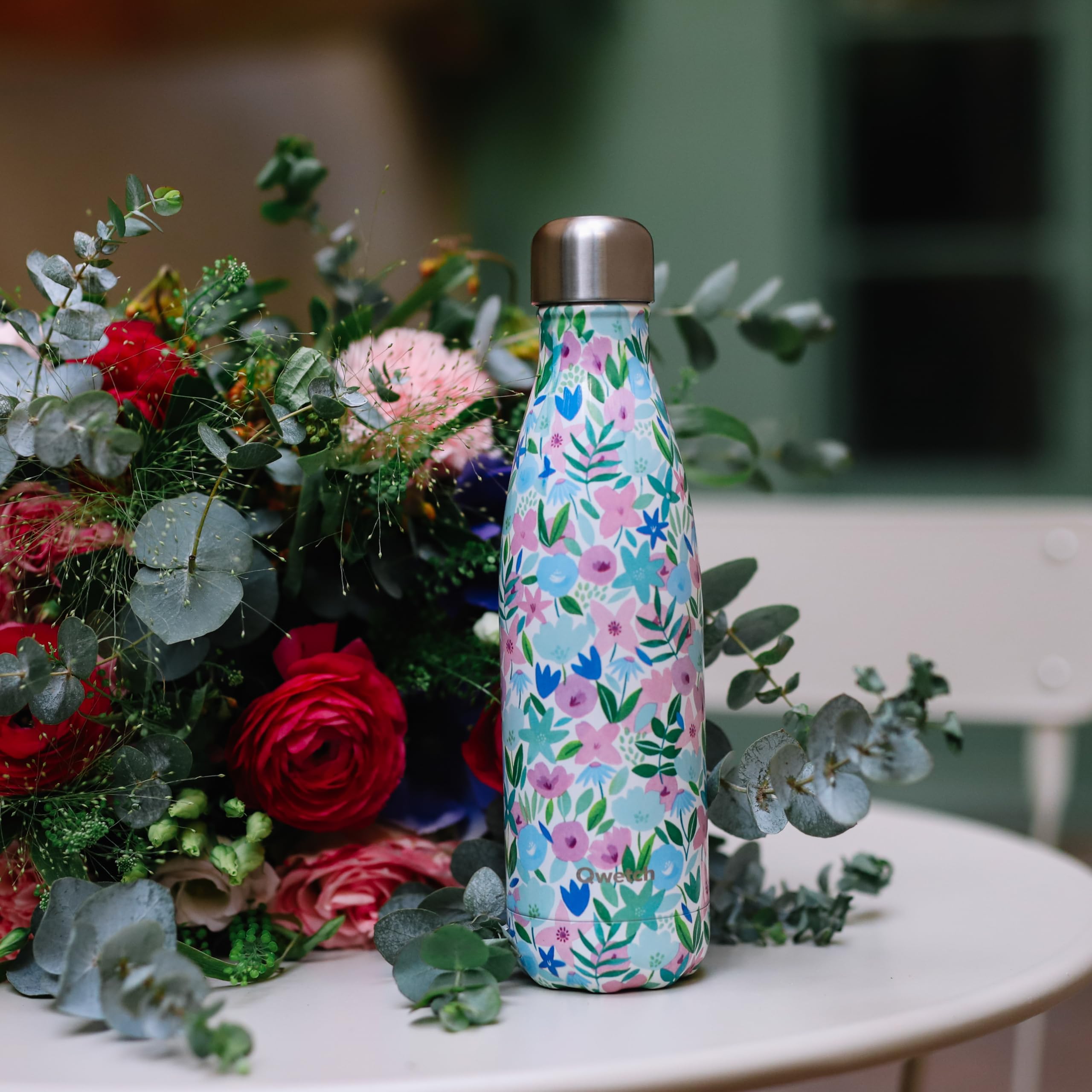 qwetch-originals-flora-bleu-bouteille-isotherme-inox-500-ml-24h-froid-12h-chaud- image 3