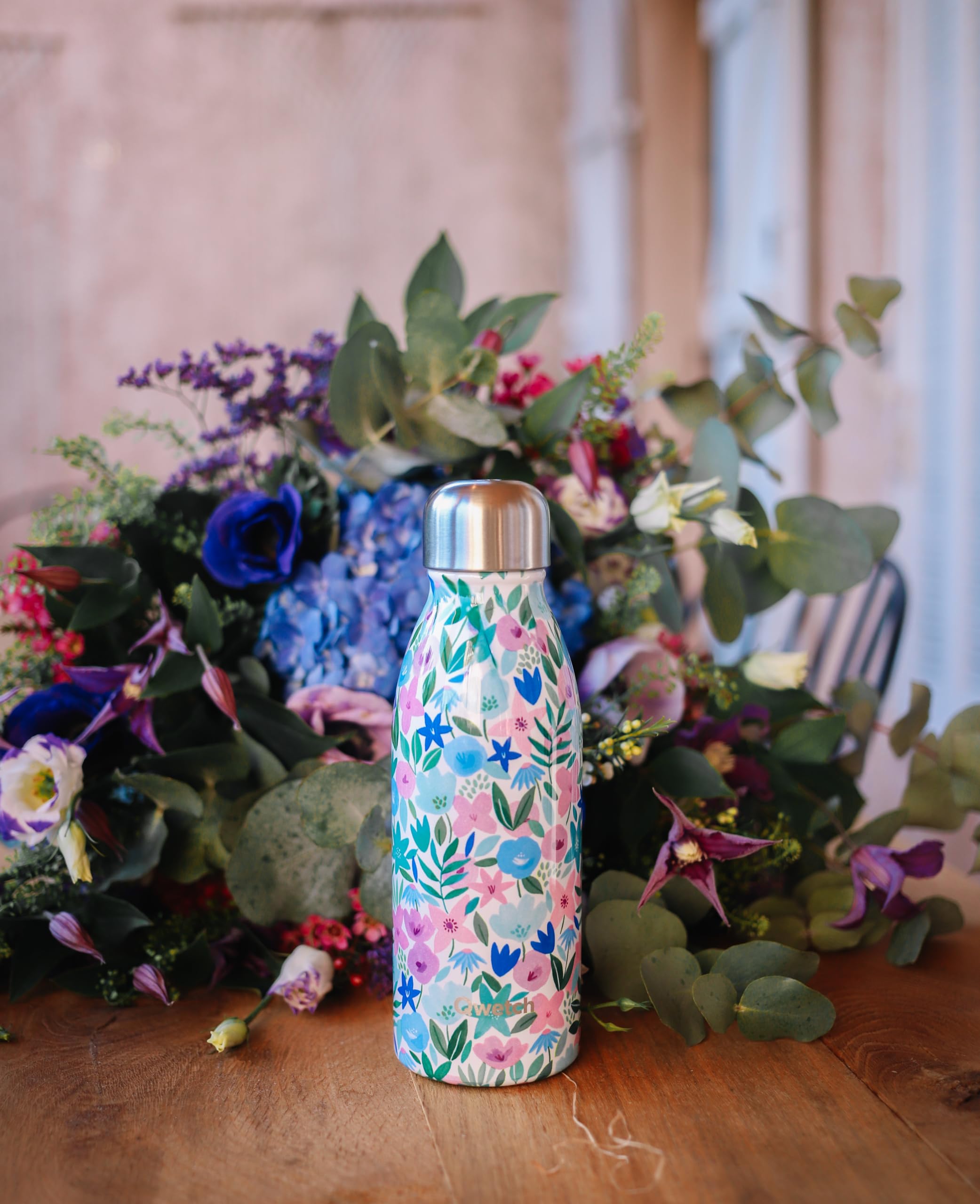 qwetch-bouteille-one-ultra-l-g-re-flora-bleu-500ml-gourde-inox-simple-paroi-non- image 3